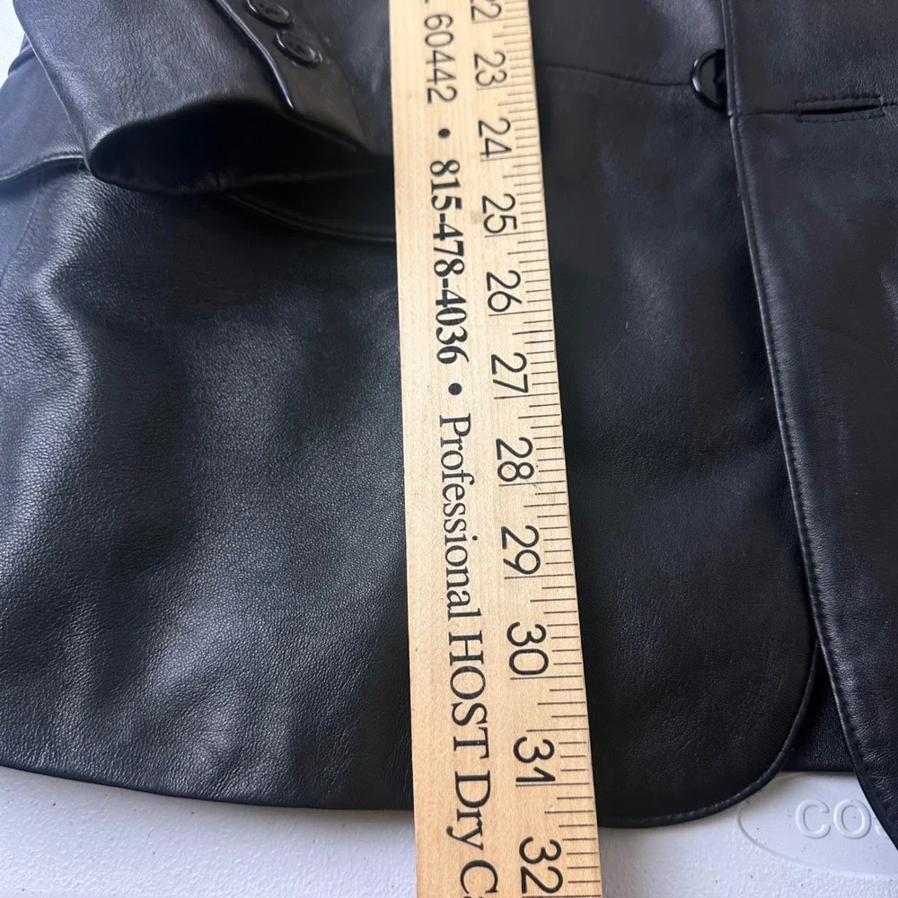 Jones New York Jacket Mens 40R Black Leather Blazer Sport Coat Button Outdoor